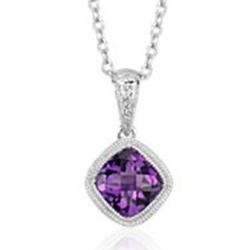 Cushion Amethyst Necklace in Sterling Silver