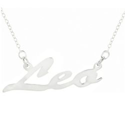 Leo Zodiac Silver Nameplate Necklace