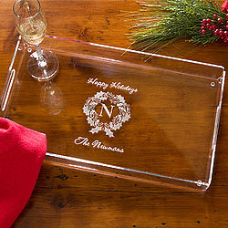 Personalized Holiday Wreath Serving Tray