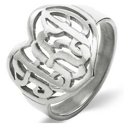 Sterling Silver Custom Monogram Heart Ring