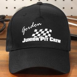 Kid's Personalized Pit Crew Checkered Flag Baseball Cap