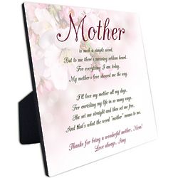 Poem for Mother Personalized Desk Plaque with Easel