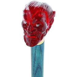 Sinister Red Devil Knob Cane with Custom Color Ash Shaft & Collar