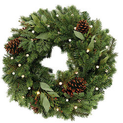 Cordless Pre-Lit Noble Fir Wreath