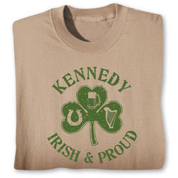 Personalized Irish and Proud Shamrock T-Shirt