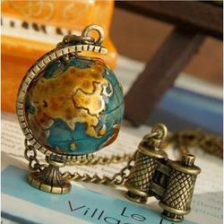 Vintage Spinning Globe Necklace