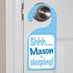 Personalized Shhh... Baby's Sleeping Blue Door Hanger