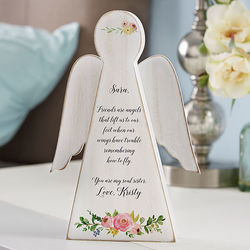 Floral Friendship Personalized Wood Angel