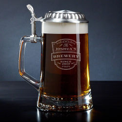 Personalized Vintage Brewery European Beer Stein Glass