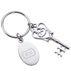 Personalized Silver Key to My Heart Keychain with Tag