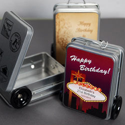 Personalized Mini Suitcase Favor Tins