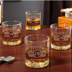 4 Marquee Custom Buckman Whiskey Glasses