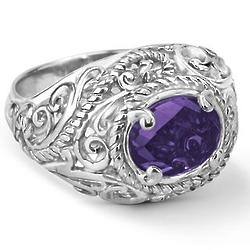 Amethyst and Sterling Silver Bold Ring