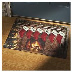 Personalized Fireplace with Stockings Doormat