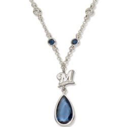 Crystal Necklace with Milwaukee Brewers Logo Charm