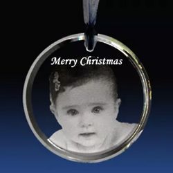Engraved Photo and Message Circle Ornament