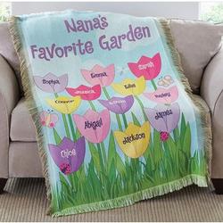 Personalized Tulip Garden Throw Blanket