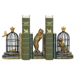 Trading Places Cat and Bird Decorative Bookends