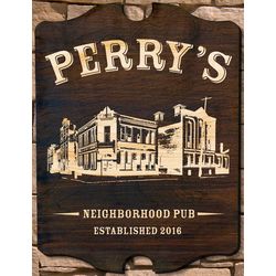 Neighborhood Pub Personalized Birch Wood Bar Sign