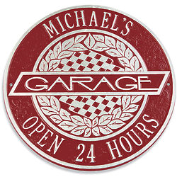 Victory Lane Personalized Red Garage Sign