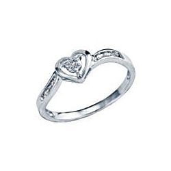 10kt White Gold .04ct Diamond Heart Ring