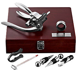 Wine Accessories in Deluxe Mahogany Wood Box