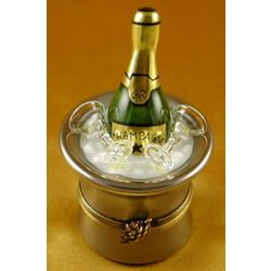 Silver Champagne Bucket with Glasses Limoges Box