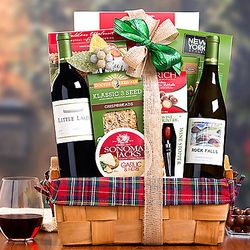 Red and White Holiday Wine Assortment Gift Basket