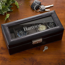 Personalized Leather 5 Slot Watch Box
