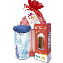Blue Christmas 16oz Tumbler & Holiday Hot Chocolate Gift Bag