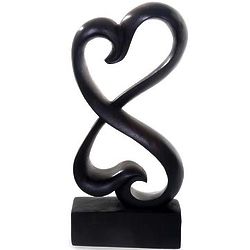 Linked Heart Wood Statuette