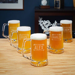 5 Bradshaw Etched Beer Mugs