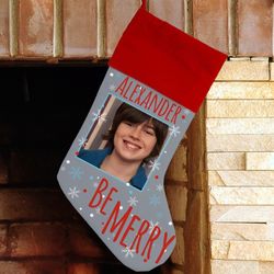 Be Merry Personalized Photo Stocking