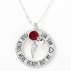 Your Wings Were Ready Personalized Memorial Birthstone Necklace