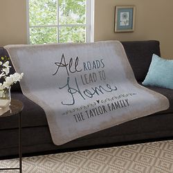 Personalized All Roads Lead to Home Plush Blanket