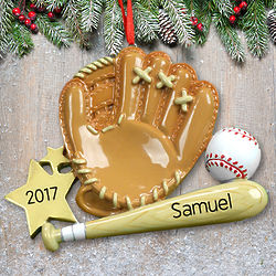 Personalized Baseball Mitt & Bat Ornament