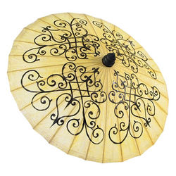 Hand Painted Hearts and Scrolls Paper Parasol