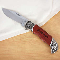 Engraved Rosewood DecoGrip Hunting Knife