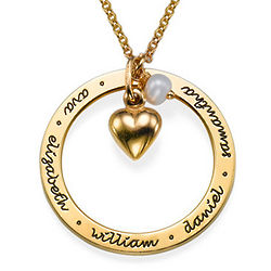 Mother's Personalized Gold-Plated Circle Pendant