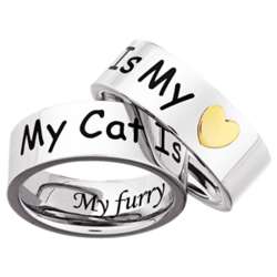 Stainless Steel Engraved Cat Ring