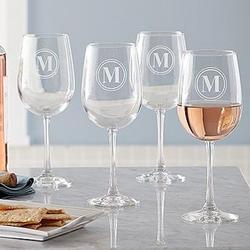 Personalized Classic Monogram Stemware Wine Glasses
