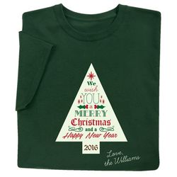 Personalized Merry Christmas Tree Family T-Shirt