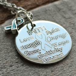 Personalized Words of Wisdom Awareness Ribbon Necklace