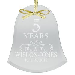 Personalized Anniversary Glass Bell Ornament