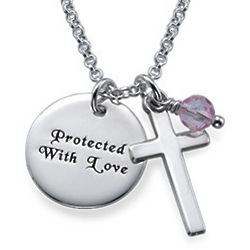 Sterling Silver Baptism Necklace with Engraved Disc