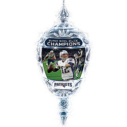 New England Patriots Super Bowl XLIX Champions Crystal Ornament