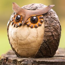 Woodcut Resin Owl Statue