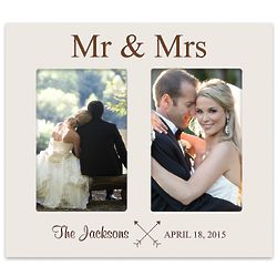 Personalized Mr. & Mrs. Double 4x6 Picture Frame in White