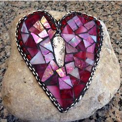 Mosaic Heart Garden Stone