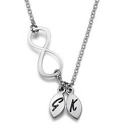 Silver Infinity Sign Necklace with Personalized Initials